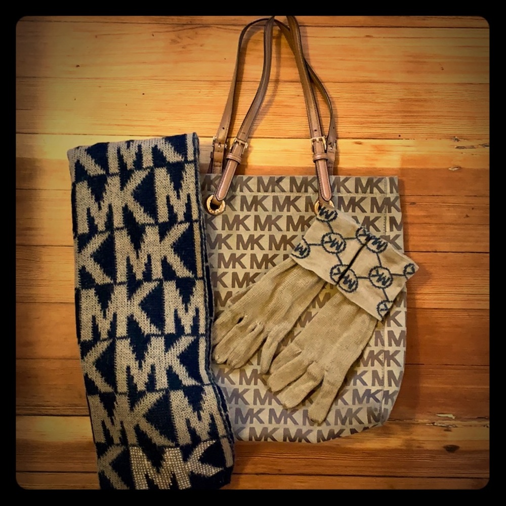 Michael Kors Purse, Gloves & Scarf